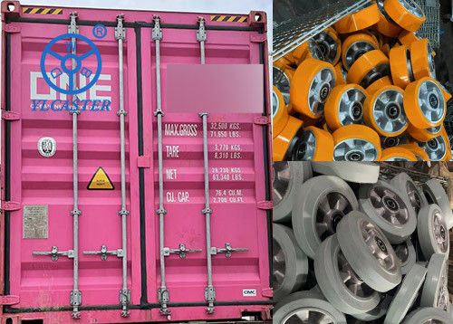 Latest company case about 6 inch aluminium core pu wheels and 8 inch aluminium core rubber wheels are shipping to Chile