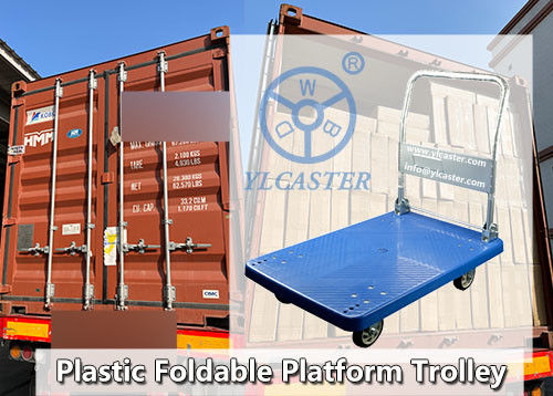 Latest company case about Blue plastic platform trolleys full of containers are ready to go to Qatar