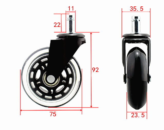 3inch Transparent Pu Office Chair Wheels Clear Good Looking Furniture Casters 1