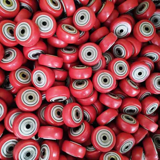 100x32mm Red PVC Caster Wheels With Brakes Ball Bearing Meidum Duty Trolley Wheels 1