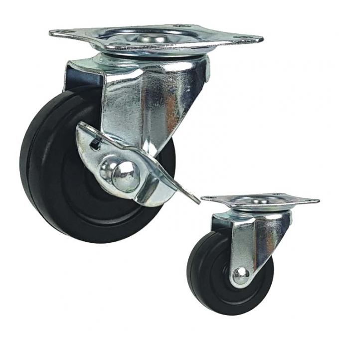 40kg Loading 2.5inch Rubber Light Duty Casters With Side Brake 0