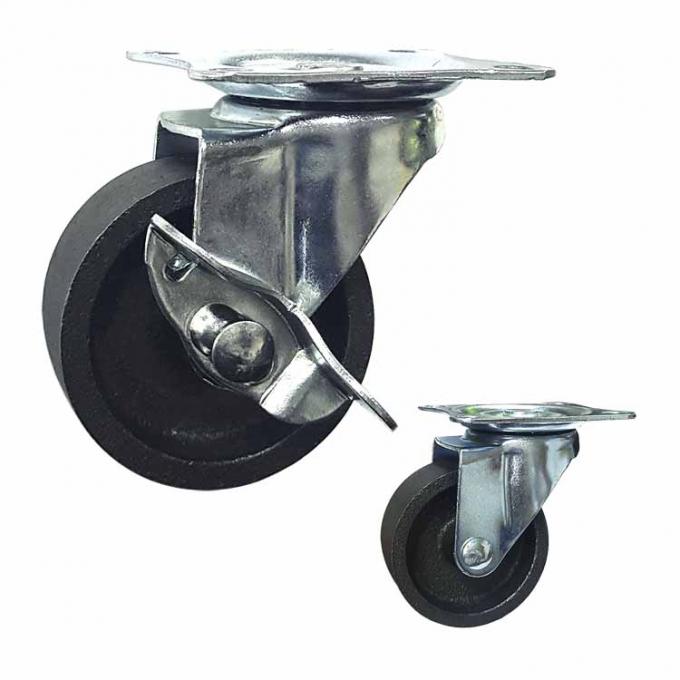 75mm Cast Iron Light Duty Casters 360 Degree Rotating With Side Locking 0