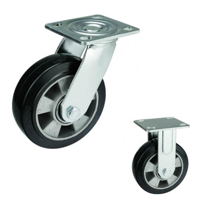 125mm 550lbs Capacity Heavy Duty Casters Rubber Double Brake Wholesale 0