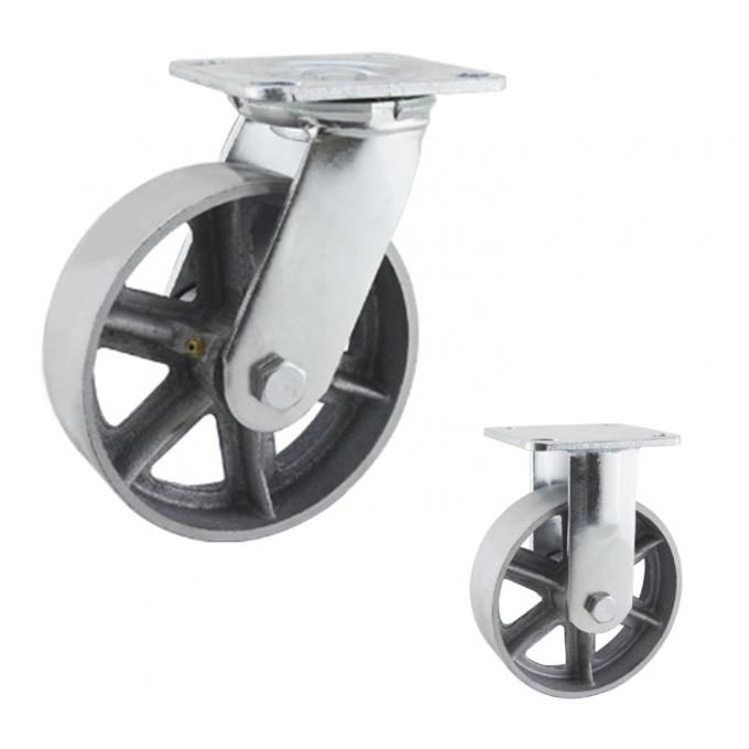 280kg Load Capacity 6" Industrial Casters Heavy Duty Cast Iron Wheels With Side Lock 0