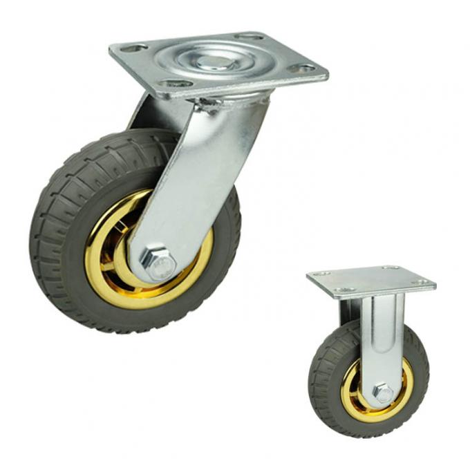 150mm Elastic Rubber Heavy Duty Casters With 462lbs Loading Swivel Plate 0