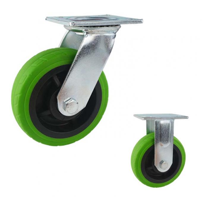 150mm Swivel Plate Green Tpr Tread Heavy Duty Casters With Dual Lock 0
