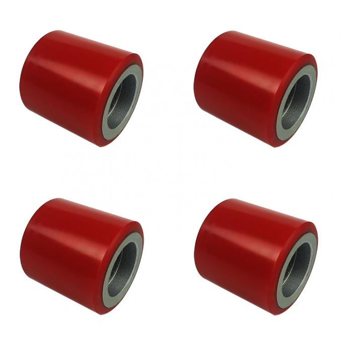 Red 80mm Pallet Truck Wheels , 800kg Loading Pallet Jack Roller Wheels 0