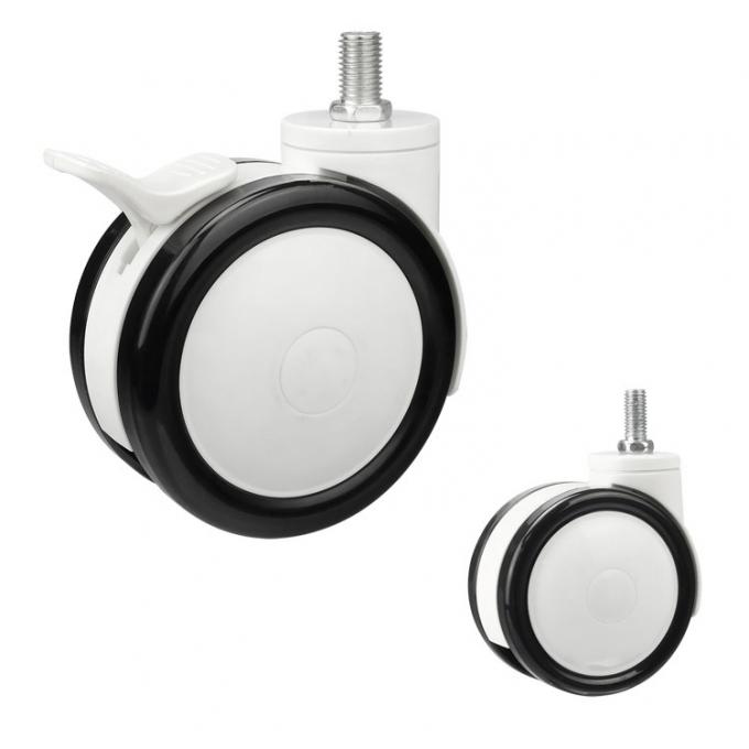 80kg Loading 4inch PU Medical Casters With Threaded Stem For ICU Beds 0