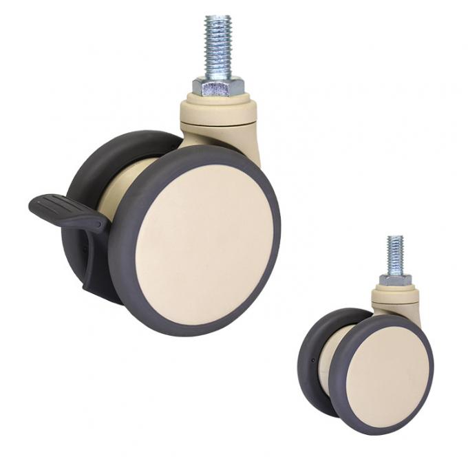 3 Inch TPR 95kg Loading Medical Casters With Threaded Stem 0