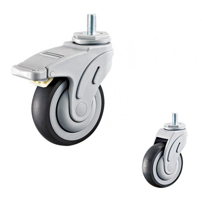 TPR 5 Inch Threaded Stem Casters , 135kg Loading Hospital Bed Caster Wheel 0