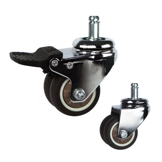 80kg Loading 2" TPR Twin Wheel Furniture Casters With Grip Ring Stem 2