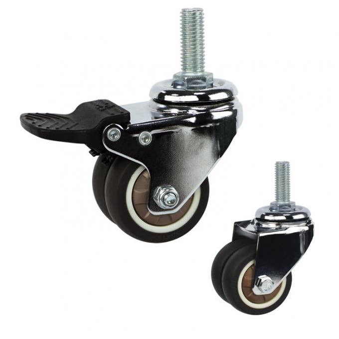 80kg Loading 2" TPR Twin Wheel Furniture Casters With Grip Ring Stem 3