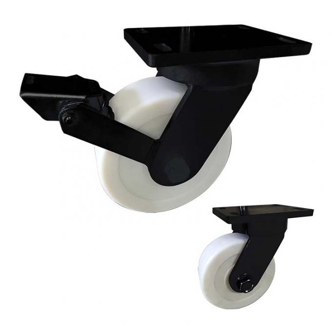 5500lbs Capacity 8" Super Heavy Duty Casters With Black Paint Bracket 0