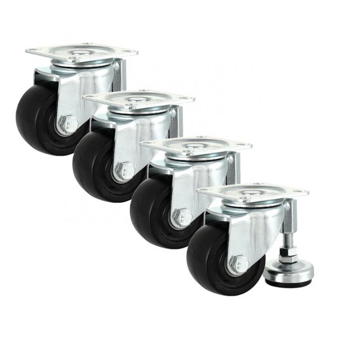 3 Inch Black Nylon Casters 770LBS Capacity Heavy Duty Swivel Casters With Leveling Feets Supplys 0