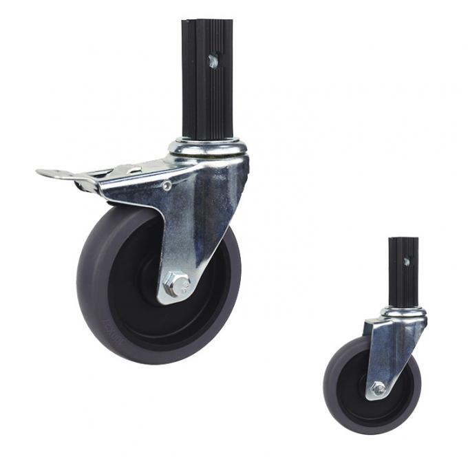 TPR Square Expanding Stem Caster , 4 Inch Lockable Trolley Wheels 1