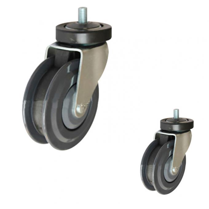 Gray PU 125mm Heavy Duty Trolley Wheels With Ball Bearing 0