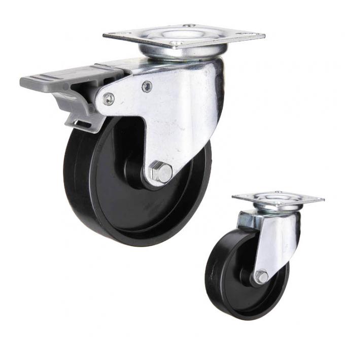 Black 60kg Loading 80mm Industrial Casters For Trolley 0
