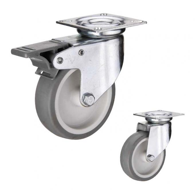 TPR 100mm 70kg Loading Rubber Casters With Double Brake 0