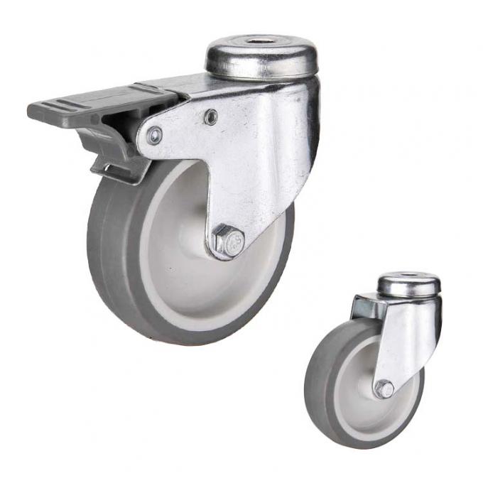 TPR 100mm 70kg Loading Rubber Casters With Double Brake 2