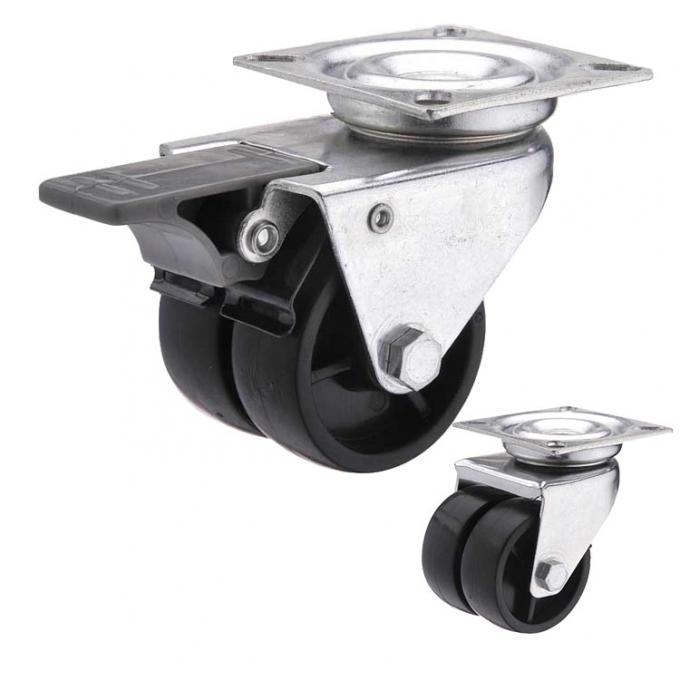 Nylon Pedal 2 Inch Swivel Caster Wheels , 154lbs Capacity Dual Wheel Stem Casters 0