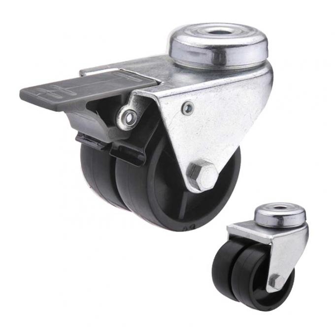 Nylon Pedal 2 Inch Swivel Caster Wheels , 154lbs Capacity Dual Wheel Stem Casters 1