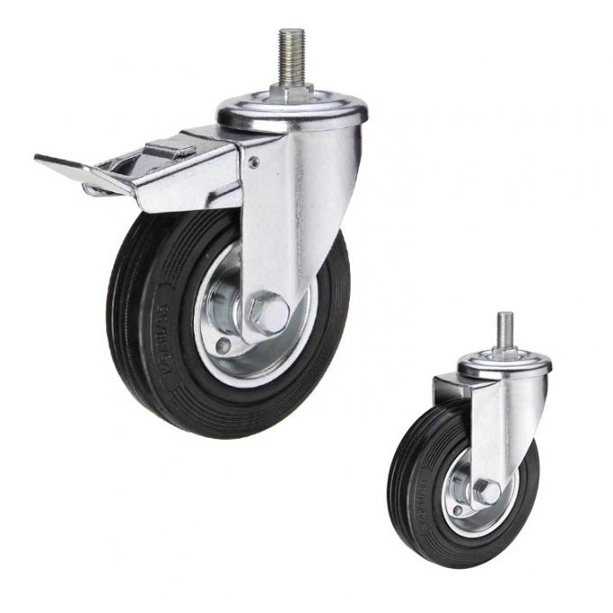 Black 200kg Loading 8 Inch Solid Rubber Casters Wearable 2