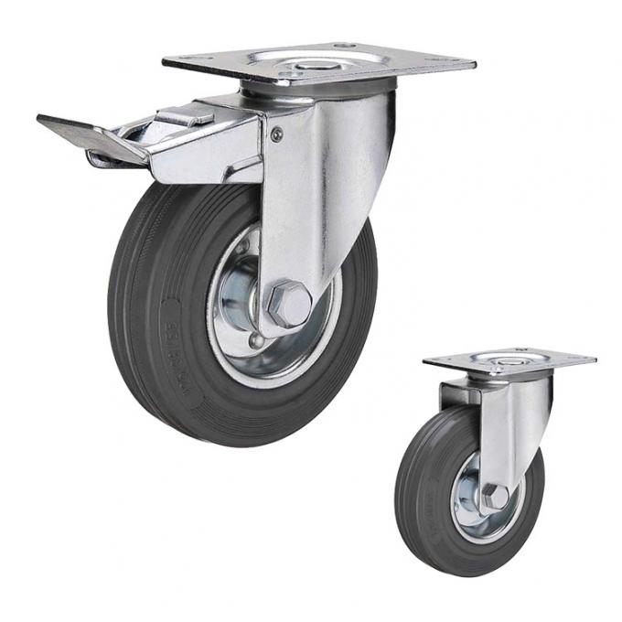 200x50mm 440lbs Loading Rubber Casters With Threaded Stem 0