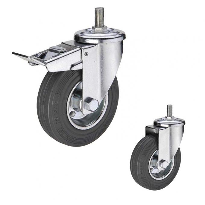 200x50mm 440lbs Loading Rubber Casters With Threaded Stem 2