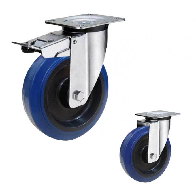 200kg Capacity 125x36mm Rubber Casters With Steel Bracket 0
