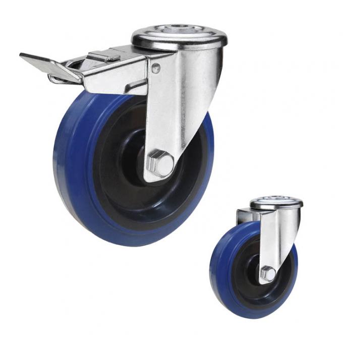 200kg Capacity 125x36mm Rubber Casters With Steel Bracket 1