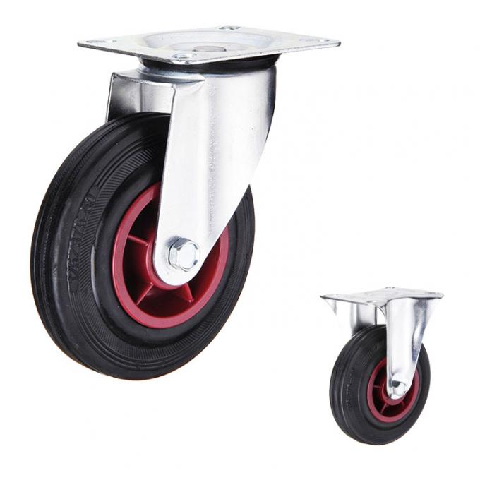 PP 8 Inch 284lbs Capacity Rubber Casters With Fixed Plate 0