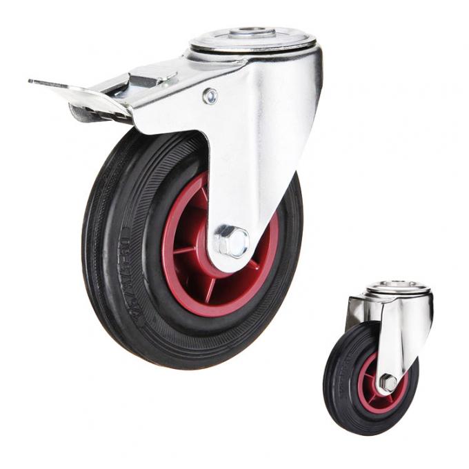 PP 8 Inch 284lbs Capacity Rubber Casters With Fixed Plate 1