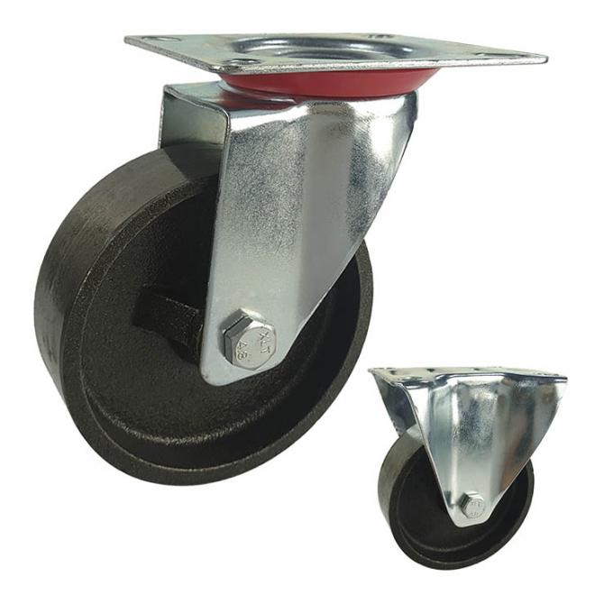 ISO9001 4 Inch Cast Iron 154lbs Loading Industrial Casters 0