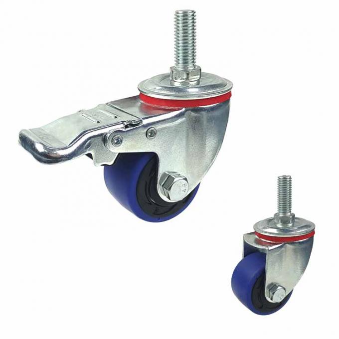 ISO9001 2 Inch Steel Caster Wheels , 154lbs Loading Swivel Rubber Wheels 1