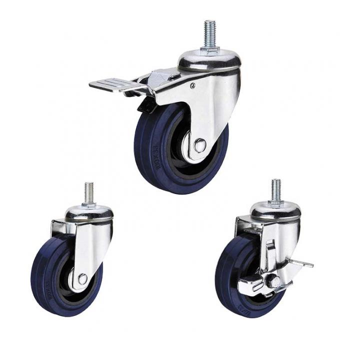 90kg Loading 125mm Rubber Swivel Caster Wheels For Warehouse Trolleys 1