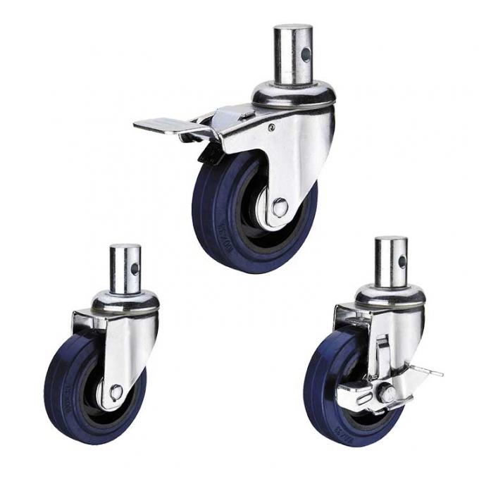 90kg Loading 125mm Rubber Swivel Caster Wheels For Warehouse Trolleys 2