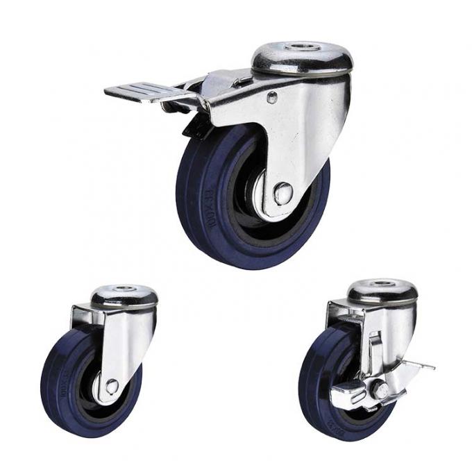 90kg Loading 125mm Rubber Swivel Caster Wheels For Warehouse Trolleys 3
