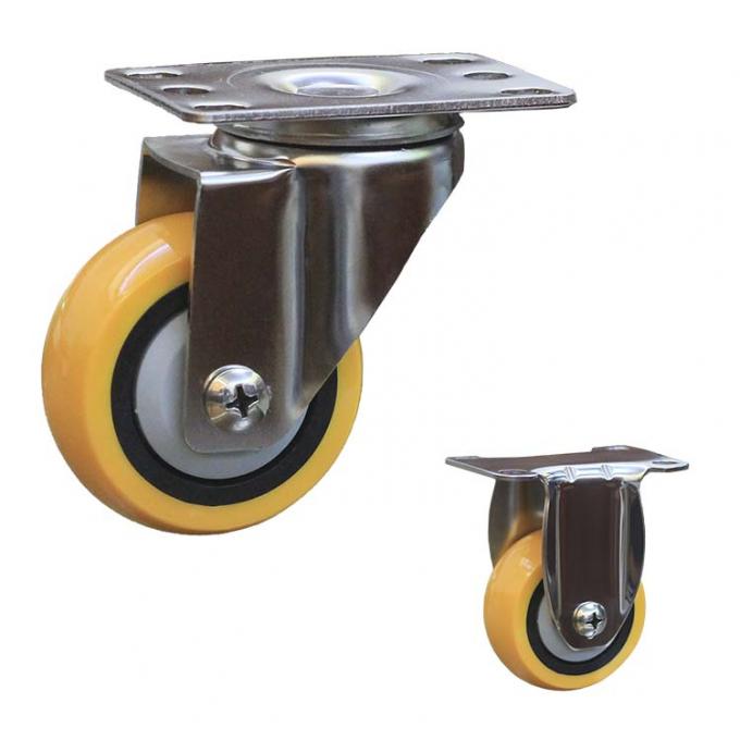 176lbs 75mm Yellow SS Heavy Duty Trolley Wheels Caster Wheels For Food Trolleys 0