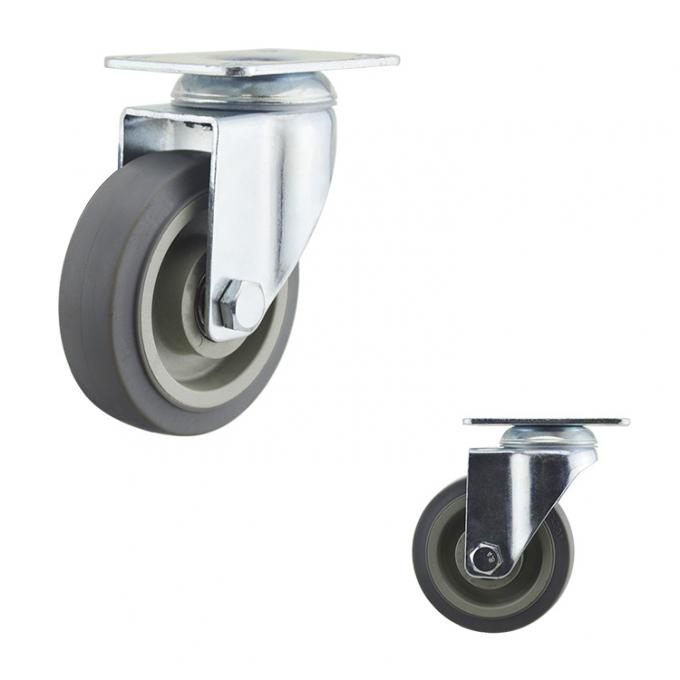 4In Gray TPR Top Plate Swivel Medium Duty Casters For Medical Bed 0