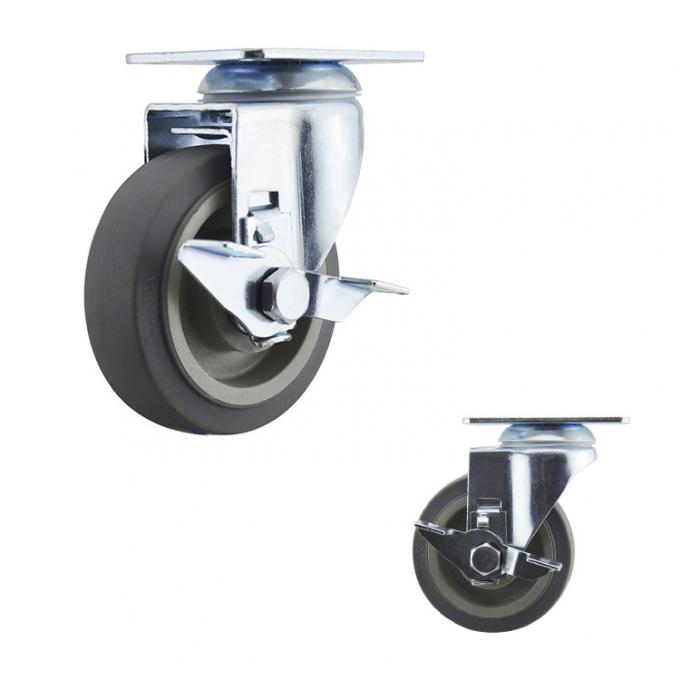 4In Gray TPR Top Plate Swivel Medium Duty Casters For Medical Bed 1