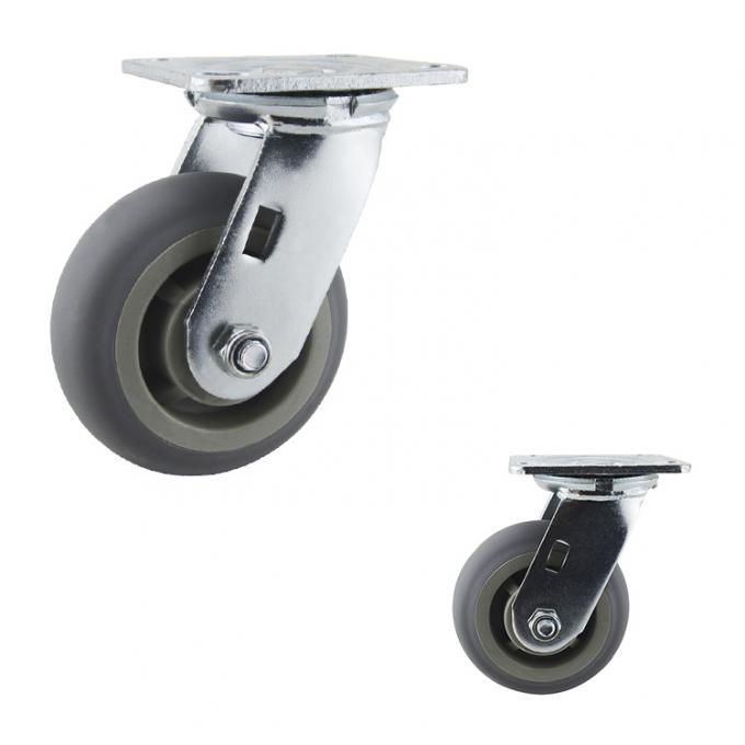 230kg Capacity TPR Swivel Plate Soft Casters Ball Bearing 125mm Castor Wheels 0