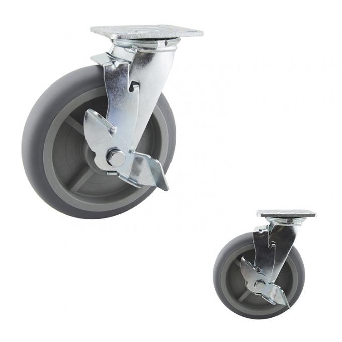 8 Inch Silent TPR Thermoplastic Rubber 616LBS Directional Locking Swivel Casters 0