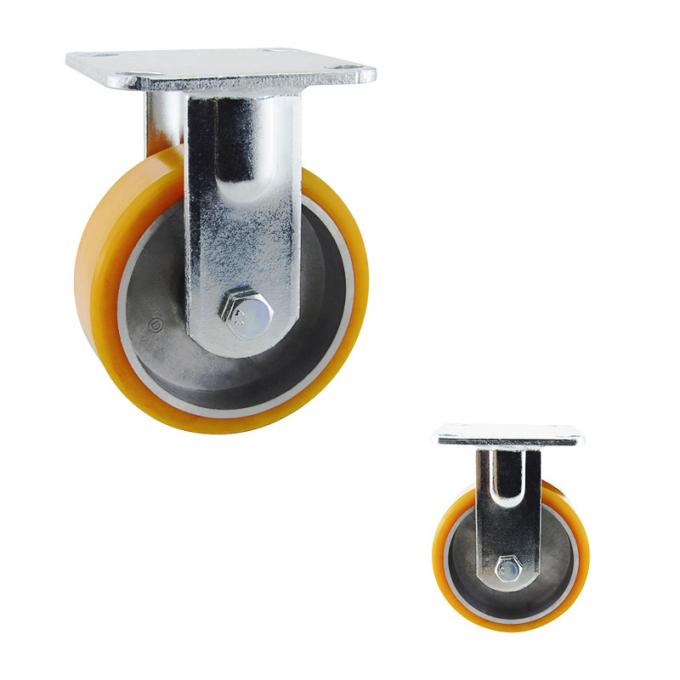 125mm PU Wheel Top Plate Braked Swivel Castors Tread On Type 2