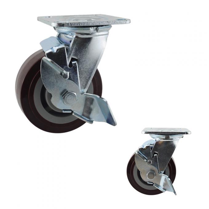 Red 230kg PU Fixed Plate 125mm Heavy Duty Casters 2