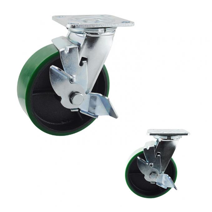 2 Inch Industrial Green PU Heavy Trolleys Swivel Wheel With Ball Bearing 2