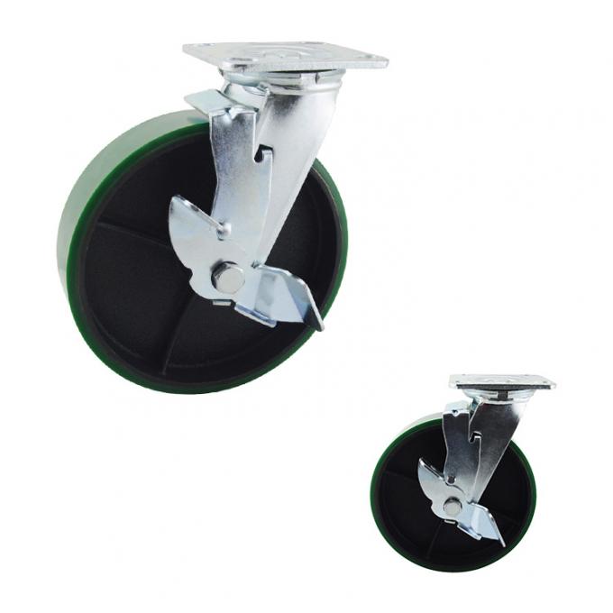 Vintage Industrial Casters 540kg Capacity Green PU 8 Inch Trolley Swivel Casters Wheels 2