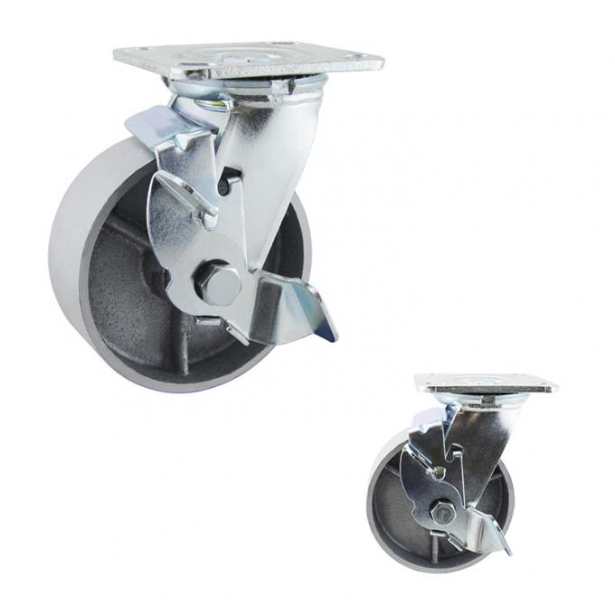 5 Inch Silver Furniture Roller Bearing Fixed Wheel Castors 2