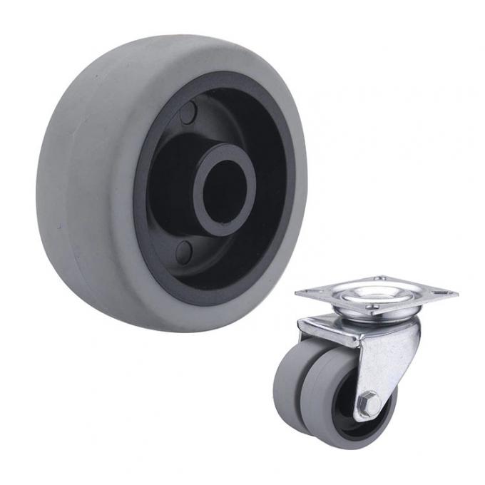 50MM Single Gray TPR 132LBS Load Capacity Rubber Casters 0