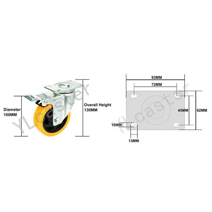 90KG Loading 4 Inch Medium Duty Casters 1