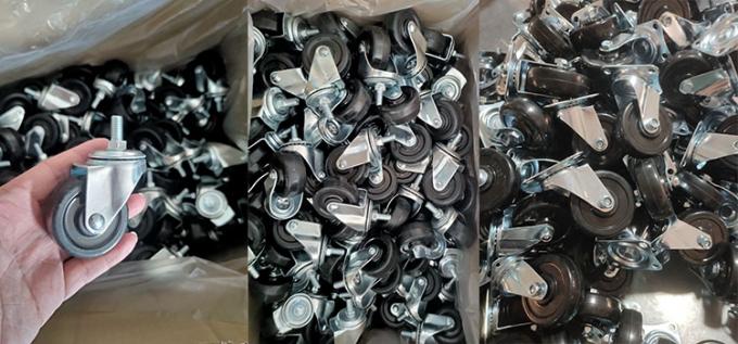 40kg Loading 2.5inch Rubber Light Duty Casters With Side Brake 4